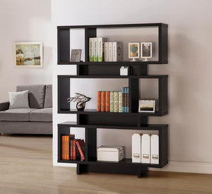 Contemporary Cappuccino Geometric Bookcase