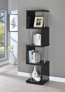 Modern Black Four-Tier Bookcase