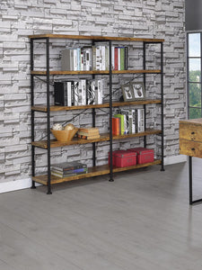 Barritt Industrial Antique Nutmeg Double-Wide Bookcase