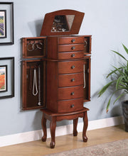 Load image into Gallery viewer, Transitional Warm Brown Jewelry Armoire