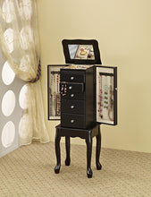 Load image into Gallery viewer, Traditional Queen Anne Black Jewelry Armoire