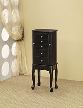 Load image into Gallery viewer, Traditional Queen Anne Black Jewelry Armoire