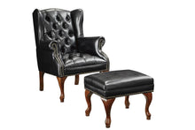 Load image into Gallery viewer, Traditional Espresso Accent Chair and Ottoman