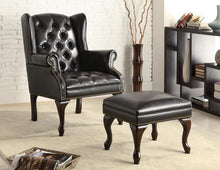 Load image into Gallery viewer, Traditional Espresso Accent Chair and Ottoman