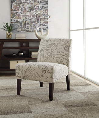 Traditional Off-White and Grey Accent Chair