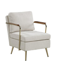 Load image into Gallery viewer, Modern Beige and Brass Accent Chair