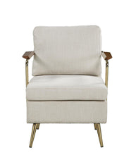 Load image into Gallery viewer, Modern Beige and Brass Accent Chair