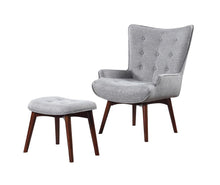 Load image into Gallery viewer, Mid-Century Modern Grey Accent Chair and Ottoman