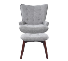 Load image into Gallery viewer, Mid-Century Modern Grey Accent Chair and Ottoman