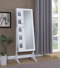 Load image into Gallery viewer, Transitional White Jewelry Cheval Mirror