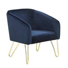 Load image into Gallery viewer, Modern Blue and Brass Accent Chair