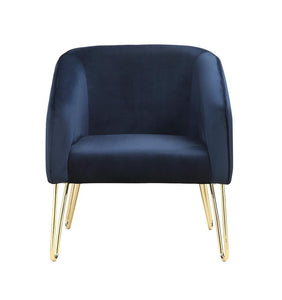 Modern Blue and Brass Accent Chair