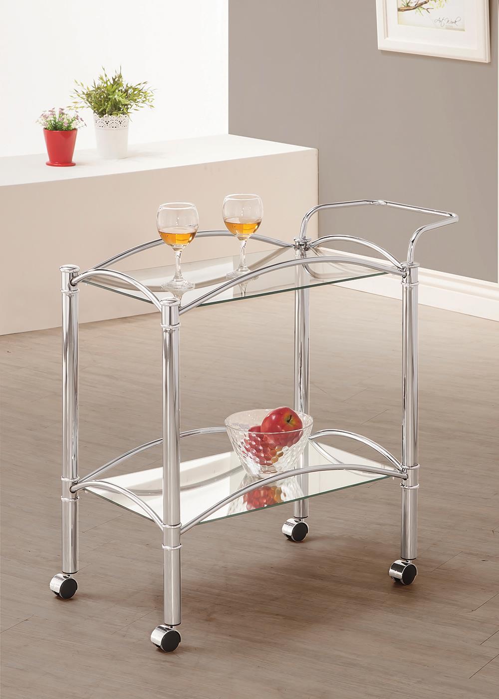 Traditional Chrome and Glass Serving Cart