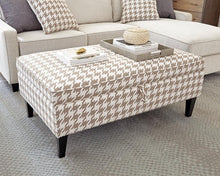 Load image into Gallery viewer, Transitional Beige and White Ottoman