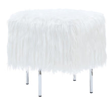 Load image into Gallery viewer, White Faux Sheepskin Ottoman