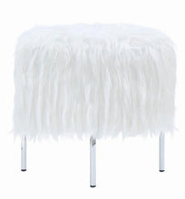 Load image into Gallery viewer, White Faux Sheepskin Ottoman