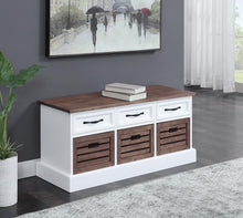 Load image into Gallery viewer, Weathered Brown and White Storage Bench