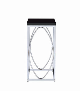 Contemporary Glossy Black and Chrome Accent Table