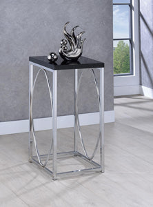 Contemporary Glossy Black and Chrome Accent Table