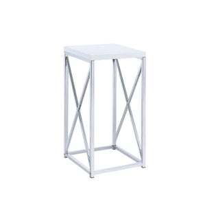 Contemporary Glossy White and Chrome Accent Table