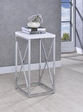 Load image into Gallery viewer, Contemporary Glossy White and Chrome Accent Table