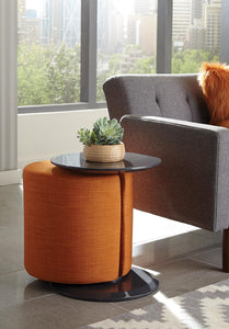 Transitional Orange and Grey Accent Table and Ottoman