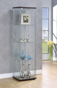 Cappuccino Curio Cabinet with Four Shelves