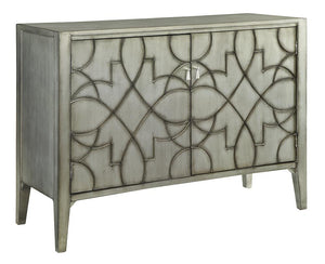 Transitional Silver Two-Door Accent Cabinet
