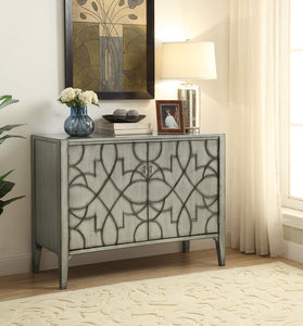 Transitional Silver Two-Door Accent Cabinet