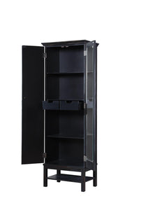 Transitional Rich Brown and Black Accent Cabinet