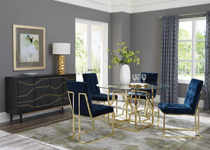 Modern Graphite and Brass Accent Cabinet