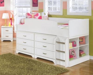 Lulu Twin Bunk Bed with Nightstand Mattress and Pillow