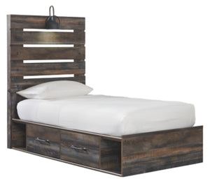 Drystan Twin Panel Bed with 4 Storage Drawers