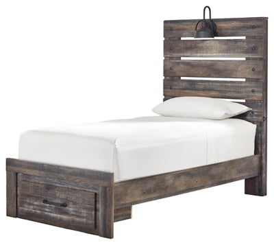 Drystan Twin Panel Bed with 1 Storage Drawer