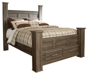 Juararo Queen Poster Bed with 2 Storage Drawers