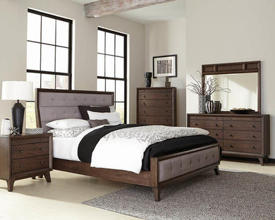 Bingham Retro-Modern Brown Upholstered California King Bed