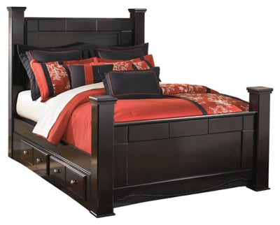 Shay Queen Poster Bed with 2 Storage Drawers