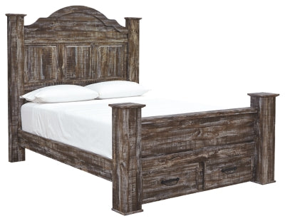 Lynnton Queen Poster Bed with 2 Storage Drawers