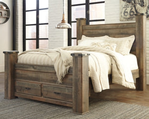 Trinell Queen Poster Bed with 2 Storage Drawers