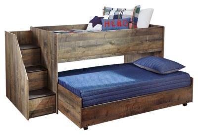 Trinell Twin Loft Bed with Pullout Caster Bed