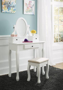 Kaslyn Vanity and Mirror with Stool