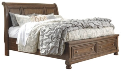 Flynnter California King Sleigh Bed with 2 Storage Drawers