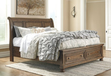 Load image into Gallery viewer, Flynnter King Sleigh Bed with 2 Storage Drawers