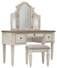 Load image into Gallery viewer, Realyn Vanity and Mirror with Stool