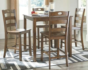 Hazelteen Counter Height Dining Room Table and Bar Stools Set of 5