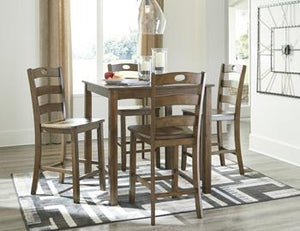 Hazelteen Counter Height Dining Room Table and Bar Stools Set of 5